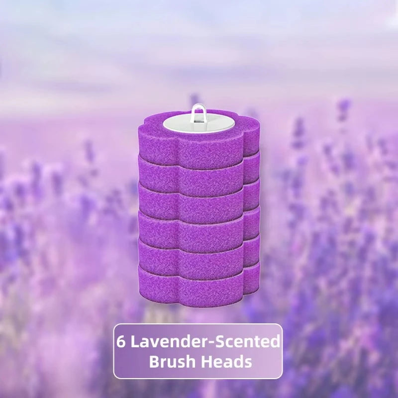 New Wall-Mounted Disposable Toilet Brush Set,miracle Mop Toilet Cleaner Hands Stay Clean Comes with Replacement Brush Heads Zpaxo purple-6pcs