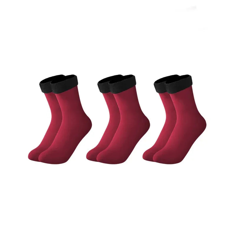 Thermal Plush Velvet Winter Floor Socks – Unisex 3-Pair Set