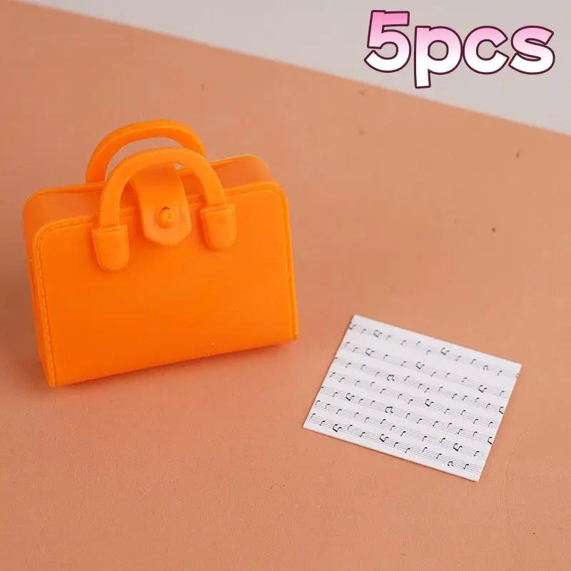 ▶5Pcs Dolls Mini Bags Clothes Accessories 1/12 Dollhouse Simulated Handbag School Bag Music Score Model Study Decoration Toys Zpaxo A3