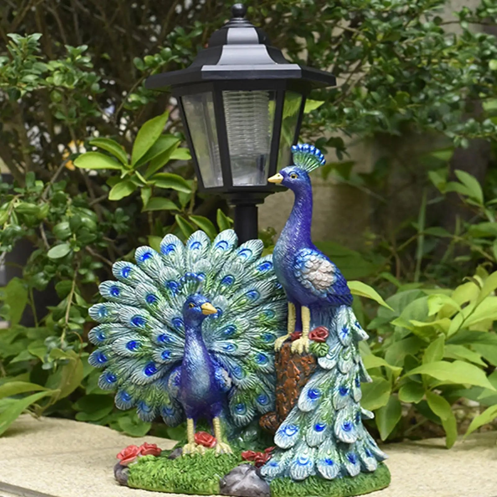 Solar Statue Resin Bird Lighting Sculpture Statues Yard Garden Lawn