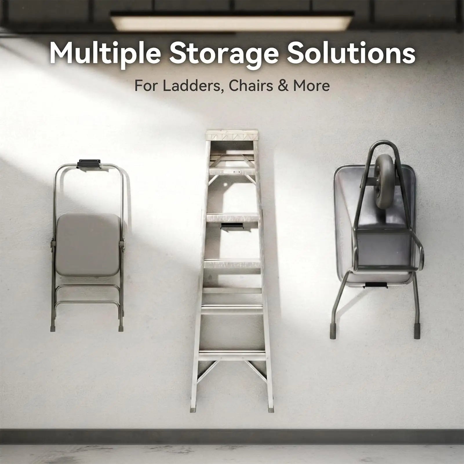 Ladder Holder Space Saving Steel Organizer Storage Hooks Garage