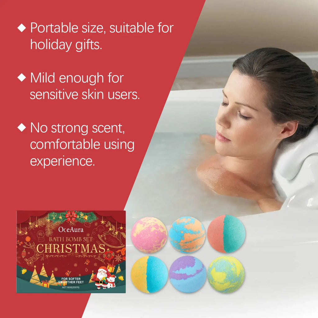 Christmas Colored Fizzy Long-Lasting Scent Bath Bomb Gift Set Gentle Cleansing and Exfoliating Handmade Moisturize Bath Bomb Zpaxo