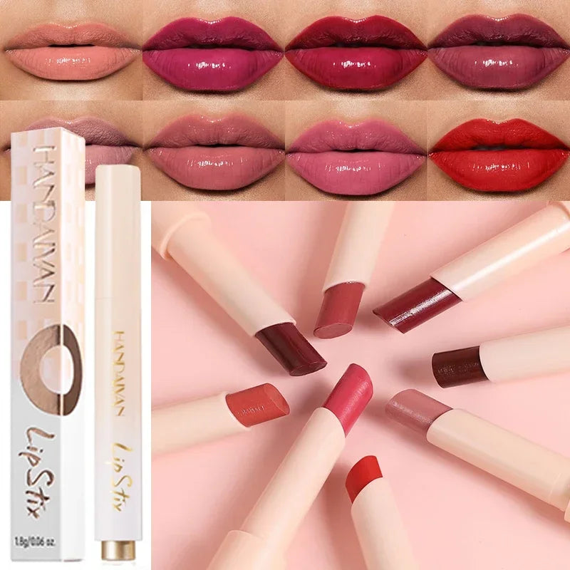 8 Colors Silky Glossy Lipstick Long Lasting Waterproof Lip Gloss Sexy Red Lip Tint Non-Stick Cup Moisturizing Mirror Lip Balm Zpaxo