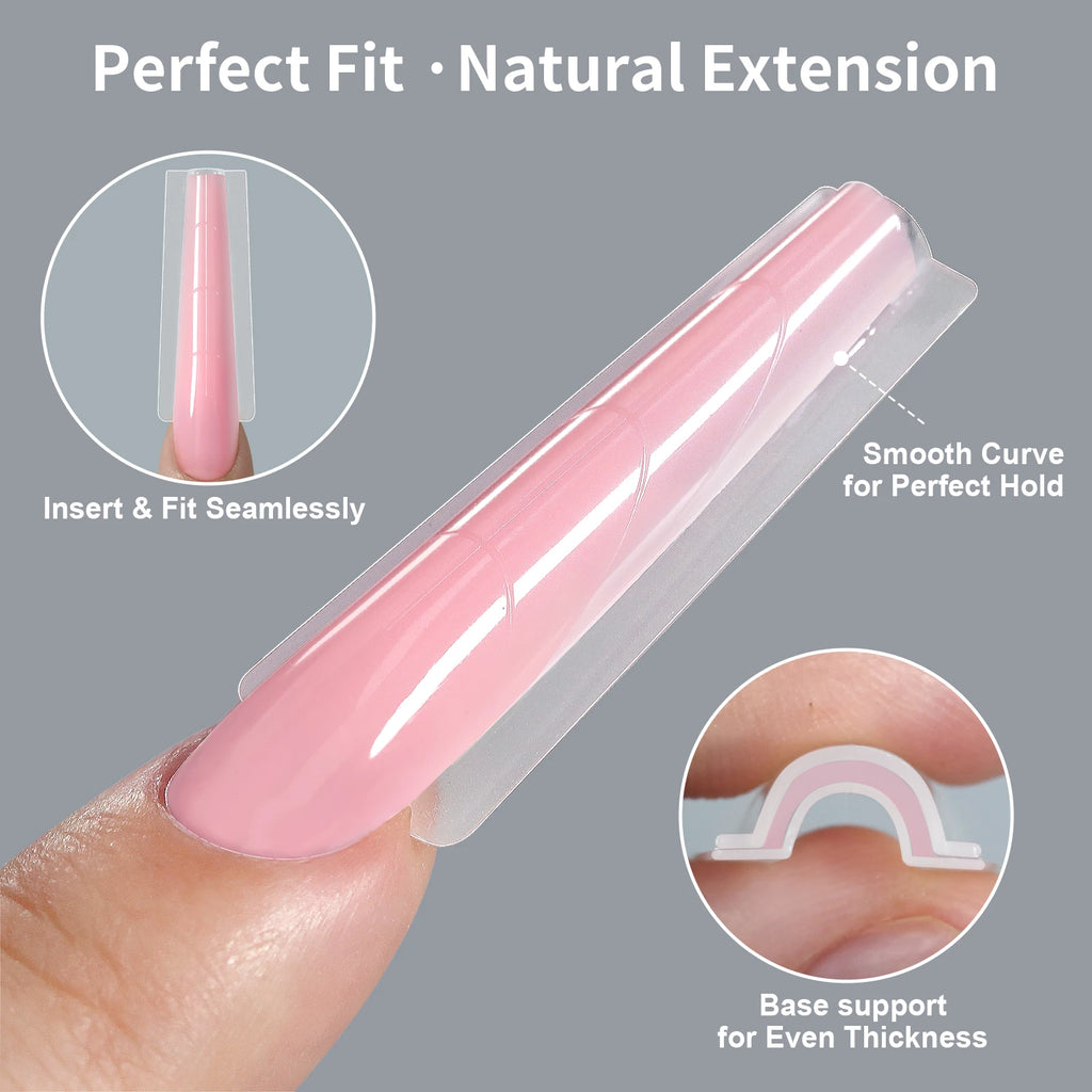 256Pcs/Box Nail Sandwich Dual Form Nail Tips Quickly Building Gel Form Nail System Full Cover Tips Nail Extension Form Zpaxo