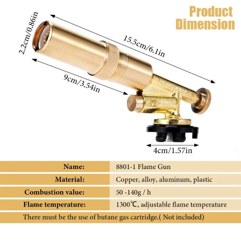 Welding Torch Gas Burner Flame Gun Temperature Brass Copper Brazing