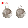 1/2pcs Handmade Woven Flower Basket Wall Hanging Wicker Rattan Garden Flower Pot Plant Basket Flower Vase Garden Balcony Decor Zpaxo 2PCS C