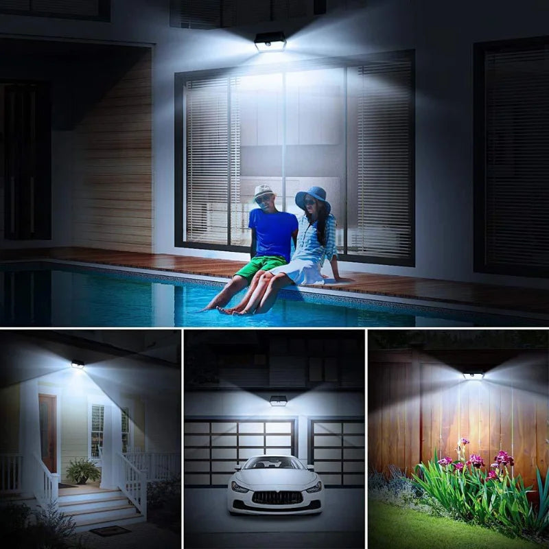 Solar Panel Led Headlights Wall Lamp Outdoor Garden Sensor Light Zpaxo