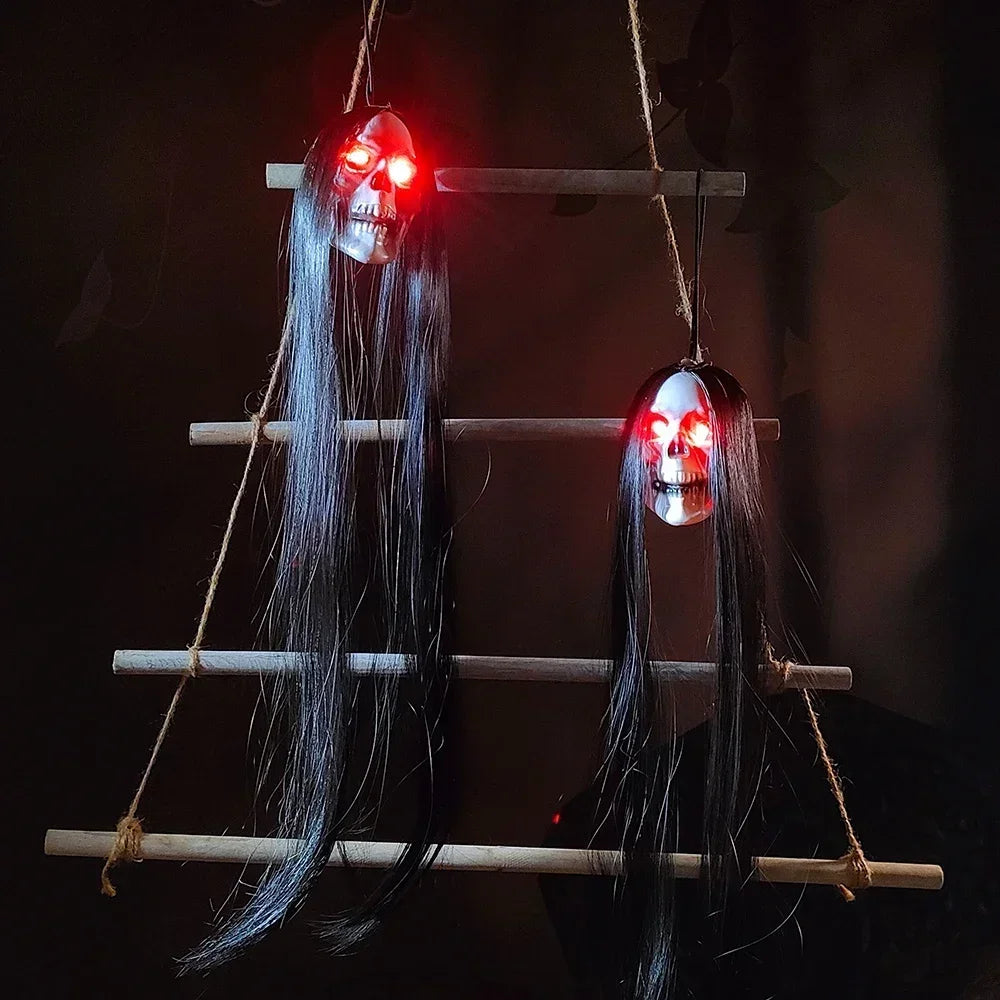 Indoor Eerie Glowing Long Hair Ghost Head Hanging Halloween