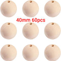 Round Wooden Beads 20/30/40mm – Lead-Free DIY Jewelry Craft Beads