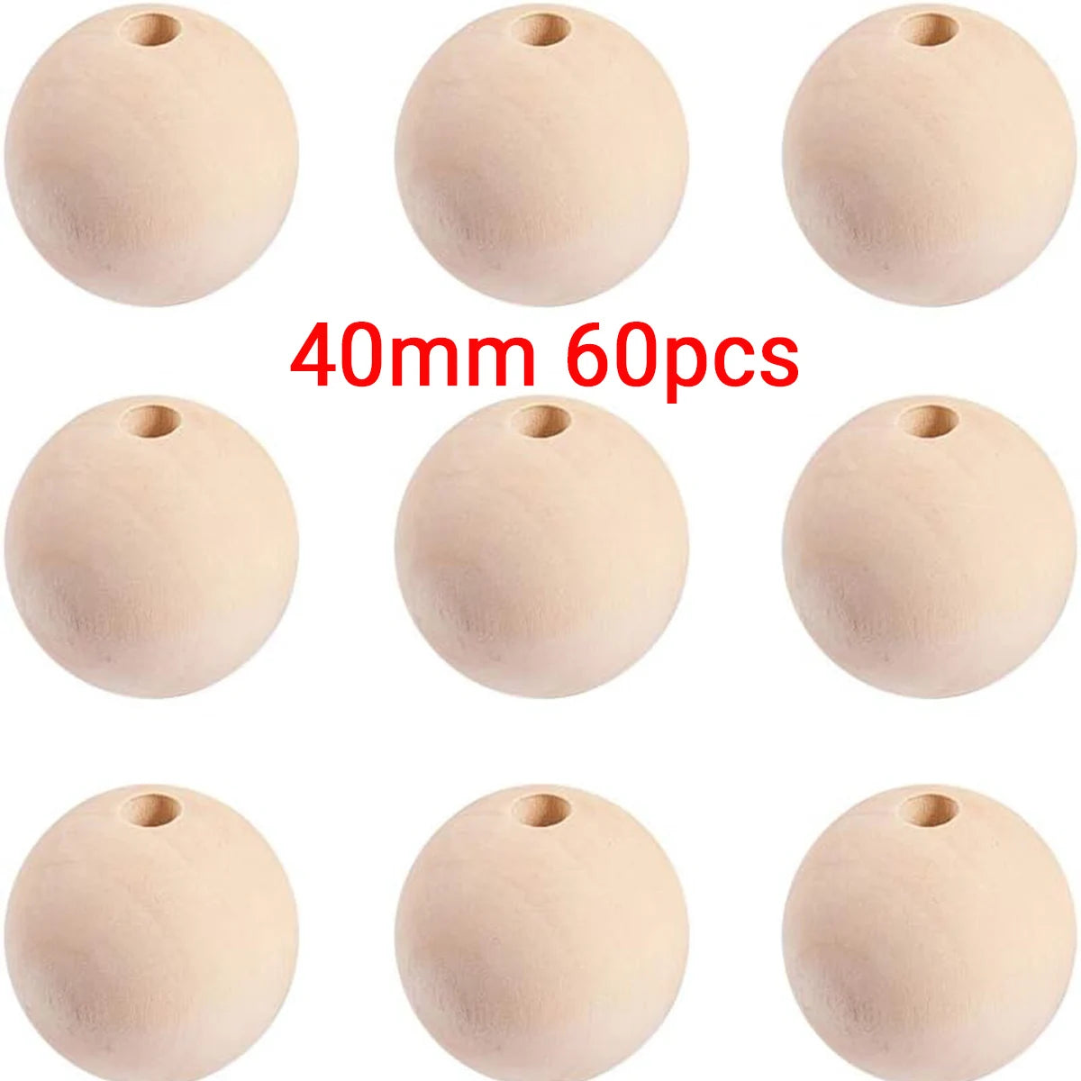 Round Wooden Beads 20/30/40mm – Lead-Free DIY Jewelry Craft Beads