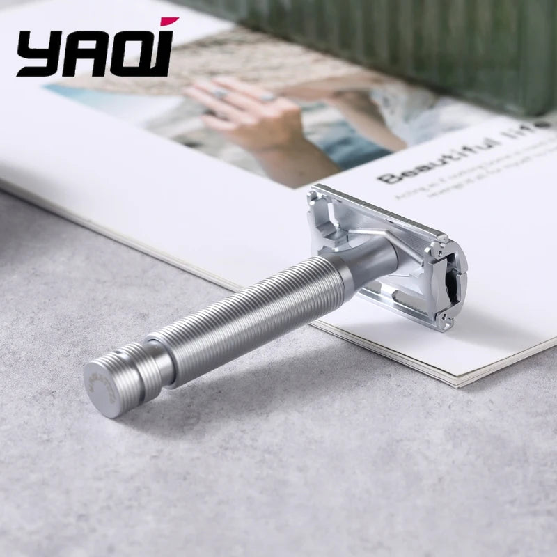 Yaqi Monarch Safety Razor Matte Chrome Color 0.90mm Blade Gap Classic Double Edge Shaving Razor for Smooth Experience Zpaxo