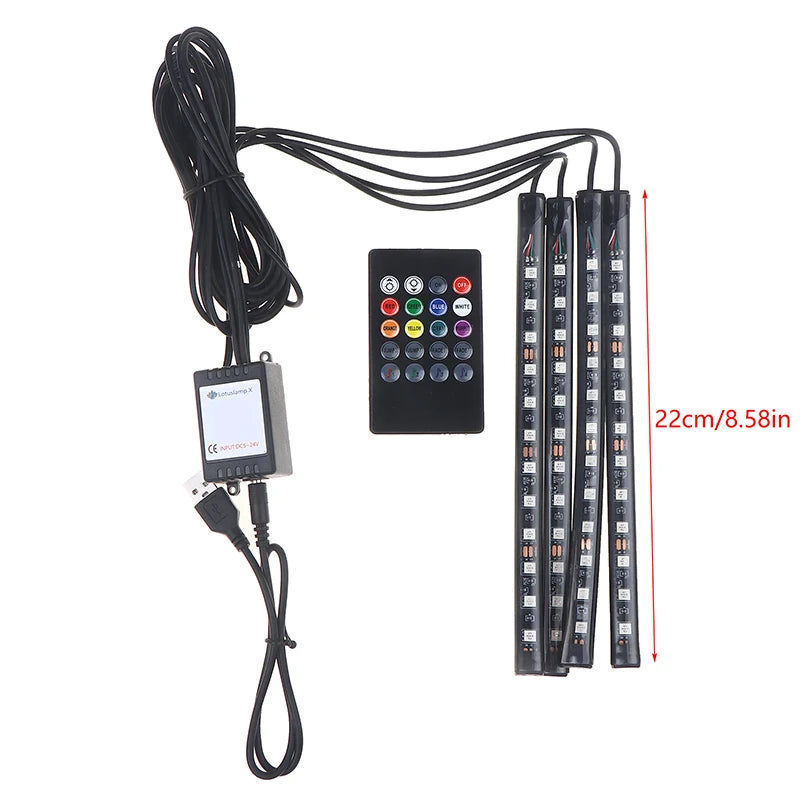 48 LED RGB Car Interior Ambient Light – Remote & Voice Control