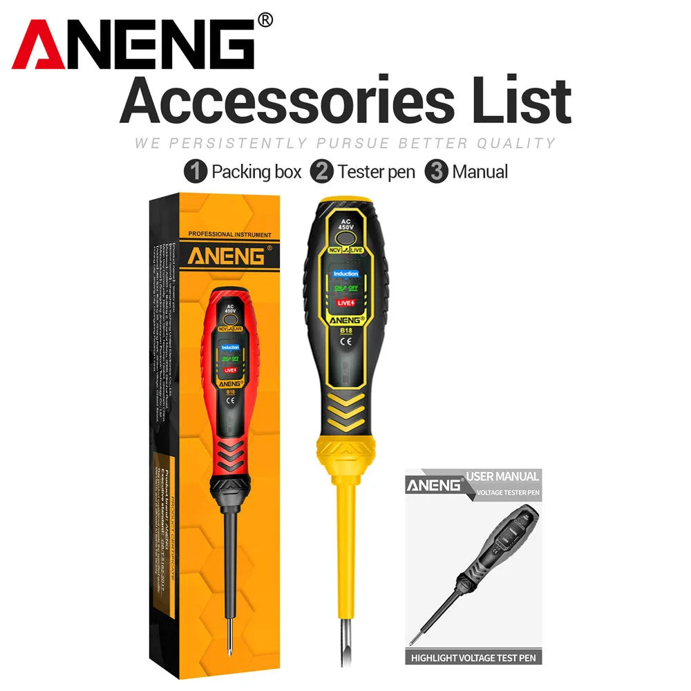NCV Induction Three LED Sound Light Alarm Screwdriver Function Zpaxo Word Yellow
