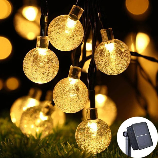 Solar String Lights Waterproof Lighting 8 Modes Crystal Led Lamp Zpaxo Warm White 60LED 11M 8 Mode