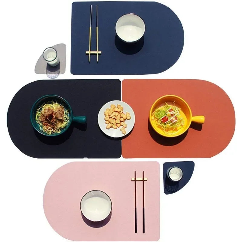 Placemats Dining Table 1 4 6 Washable Leather Non-slip Heat Resistant Zpaxo