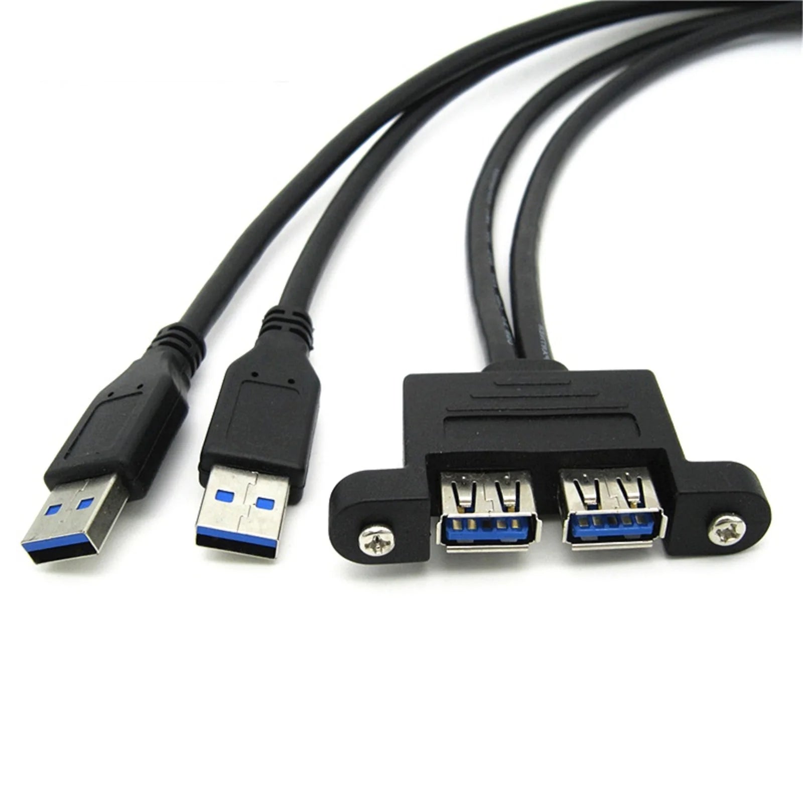 Dual USB 3 0 Male Female Extension Cable Screw Panel Mount Holes