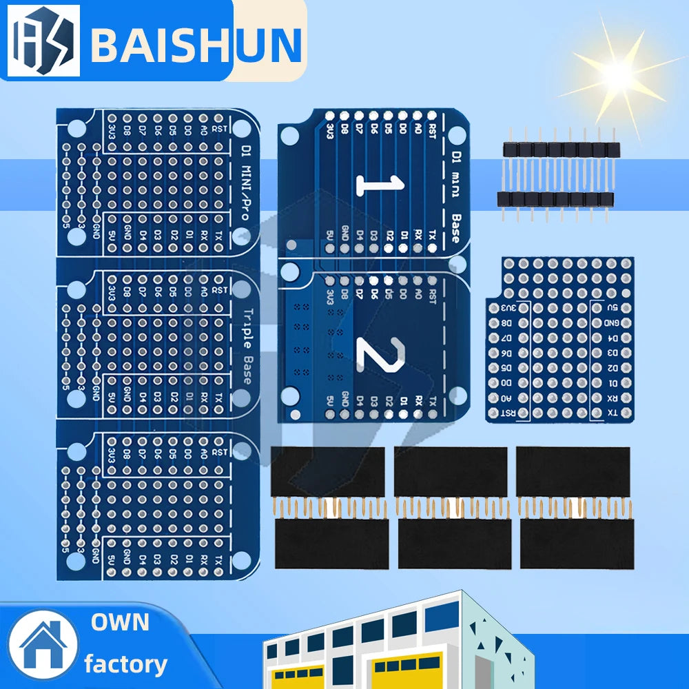 for WeMos D1 Mini Double-Sided Perfboard ProtoBoard Shield - Triple-Layer Stackable Design for Arduino or ESP8266 Zpaxo