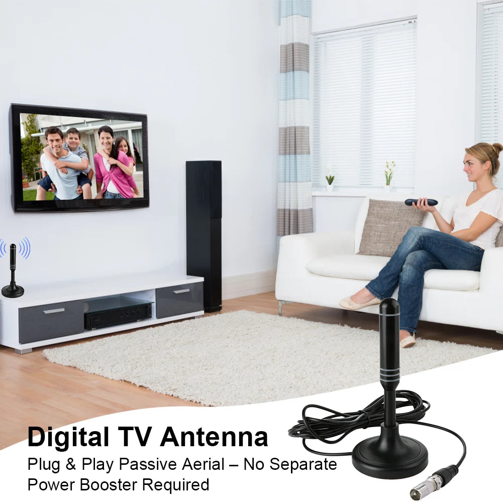 Portable TV Antenna Coax Cable Digital DVB-T DVB-T2 DAB Indoor