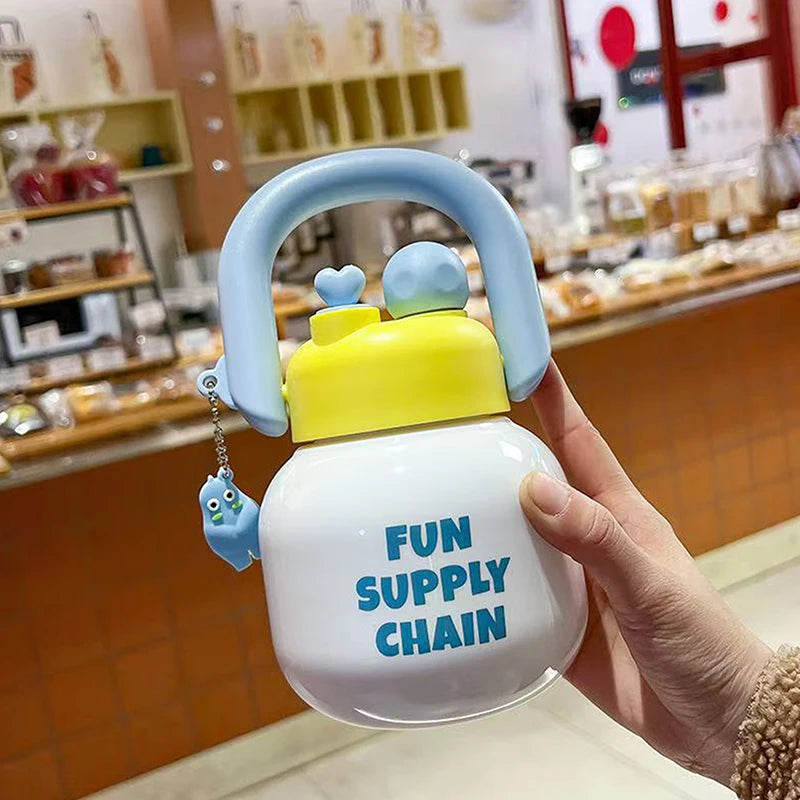 Hot 800ML Cute Cherry Water Bottle with Straw, Portable Large Capacity Home Travel Mug, Ideal Coffee Cup for On-The-Go Hydration Zpaxo blue white 800ML