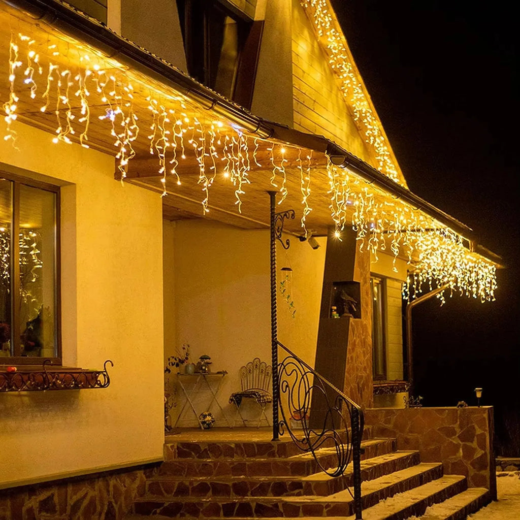 Solar LED Ice Bar Lights 10m 400led Christmas Colorful Curtain Lamp Zpaxo