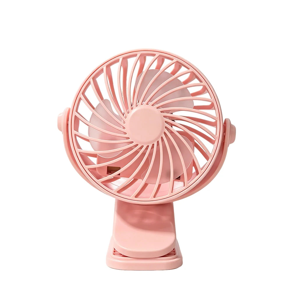 Portable Car Fan Mini Clip USB Rechargeable Cooling 360 Rotatable Zpaxo Pink