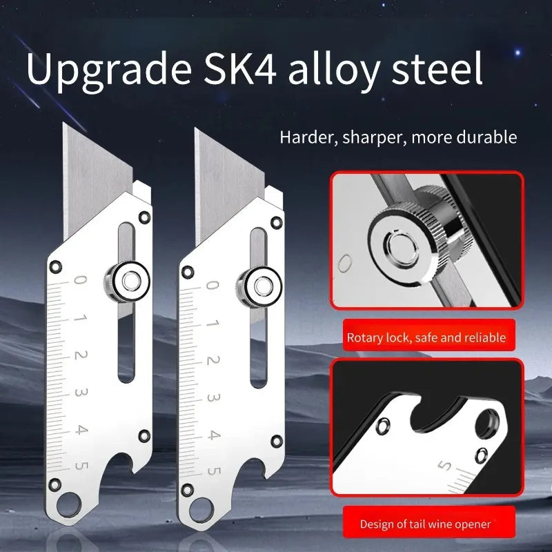 Compact Stainless Steel Utility Knife + SK4 Blades & Bottle Opener Utility Knife Zpaxo