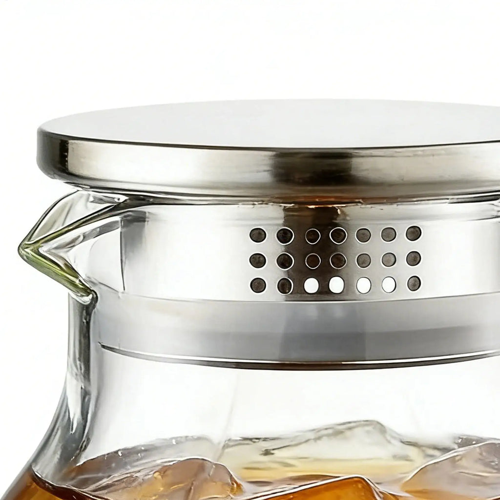 Borosilicate Glass Straight Water Pitcher Stainless Steel Lid