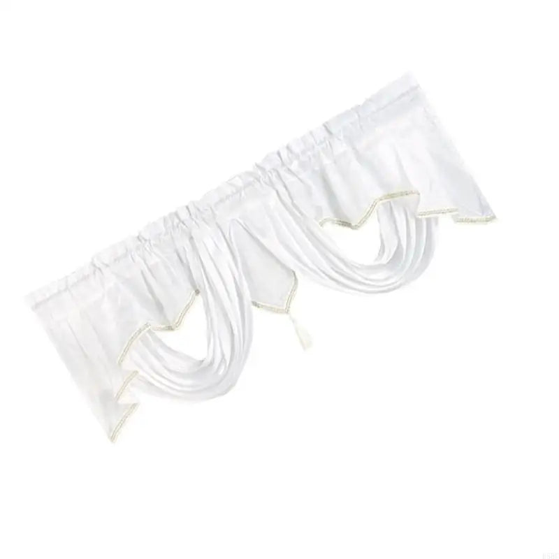 Elegant Waterfall Valance Tassels Solid Wavy Design Window Curtain
