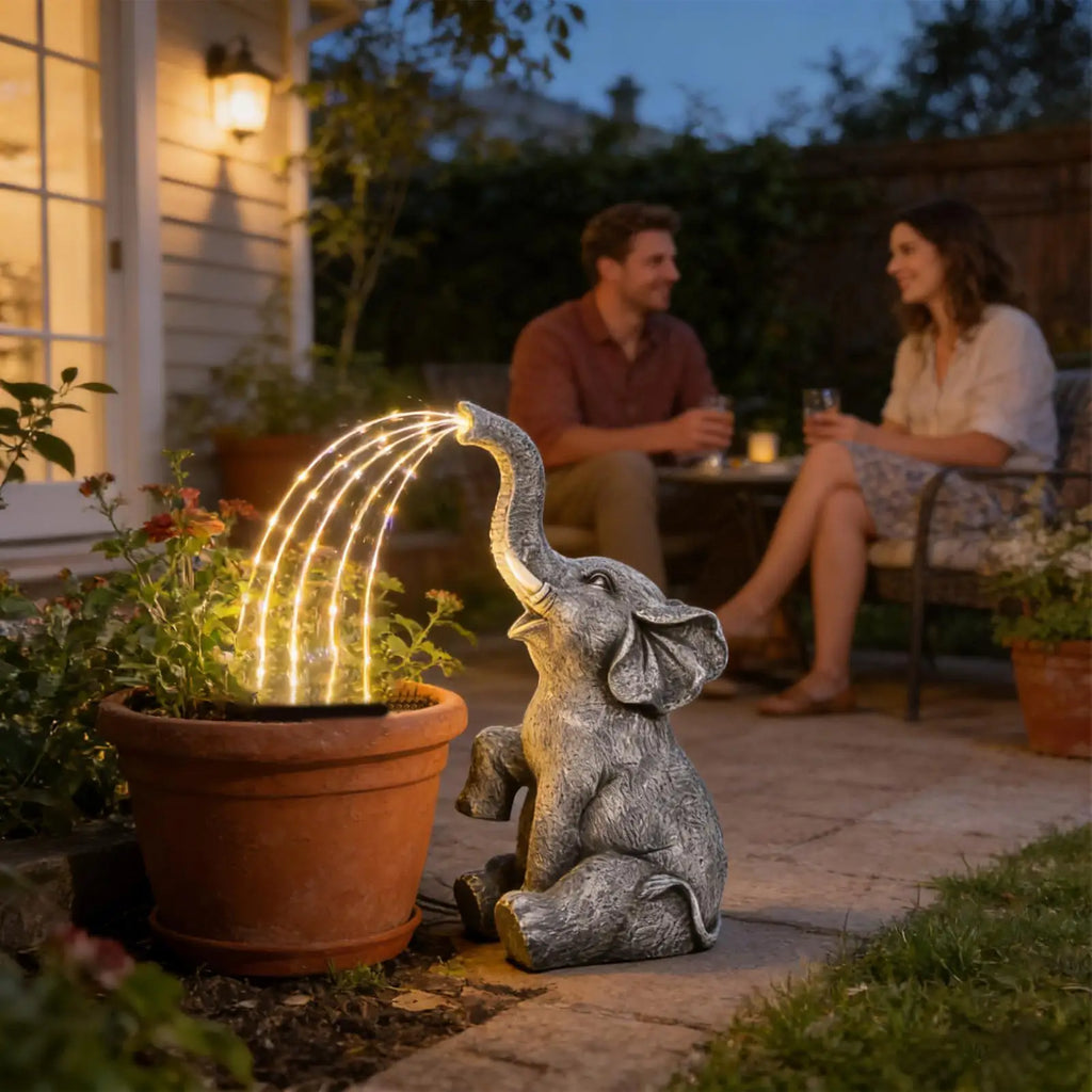 Elephant Statue Waterproof UV Resistant Solar Lights Cute Animal