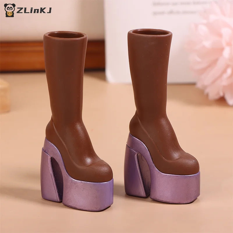 ▶Mini Doll Simulation High Heel Boots Doll Dress UP Accessories Dolls House Clothes Decoration For Girls Pretend Play Toys Zpaxo