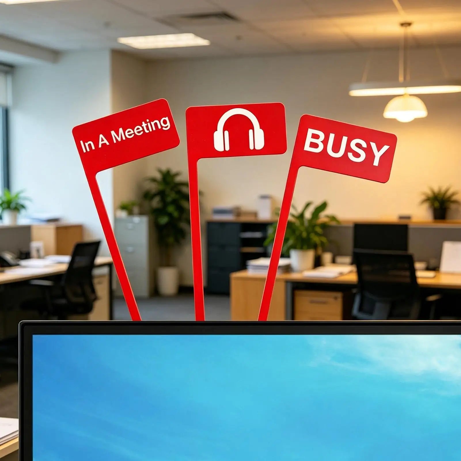 Office Desk Flag 3 Pieces Portable Focus Indicator Sign Red Alert Office Desk Flag for Women Home Work Computer Station School Zpaxo