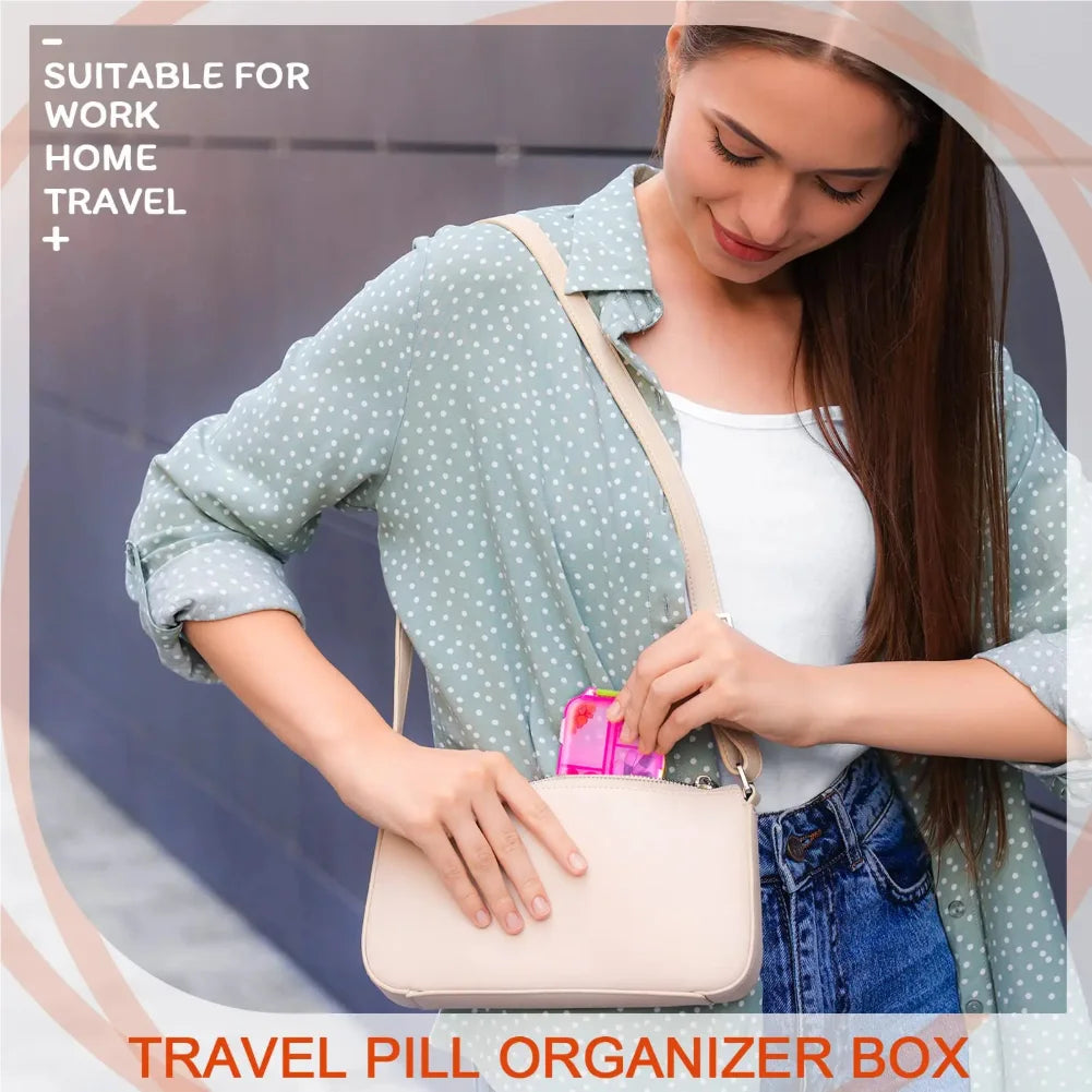 10 Compartments Travel Pill Organizer Pocket Portable Pill Storage Box Case Daily Pill Container or Purse Fish Oil Medicine Zpaxo