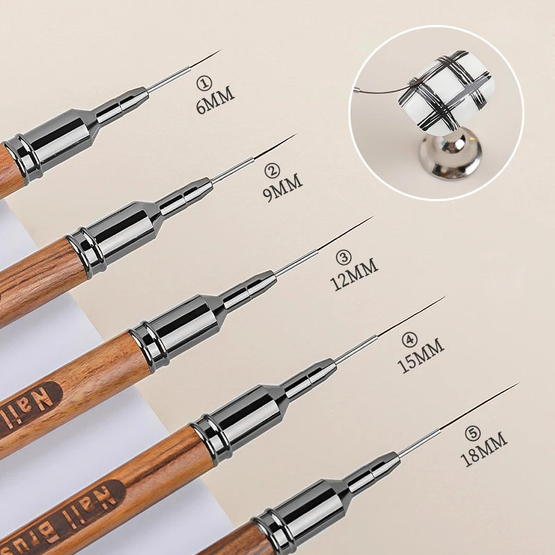 Nail Brush Wood Handle Gel Nail Art Liner DIY Painting Brush Drawing Lines Stripe Flower Painting Pen UV Gel Manicure Salon Tool Zpaxo