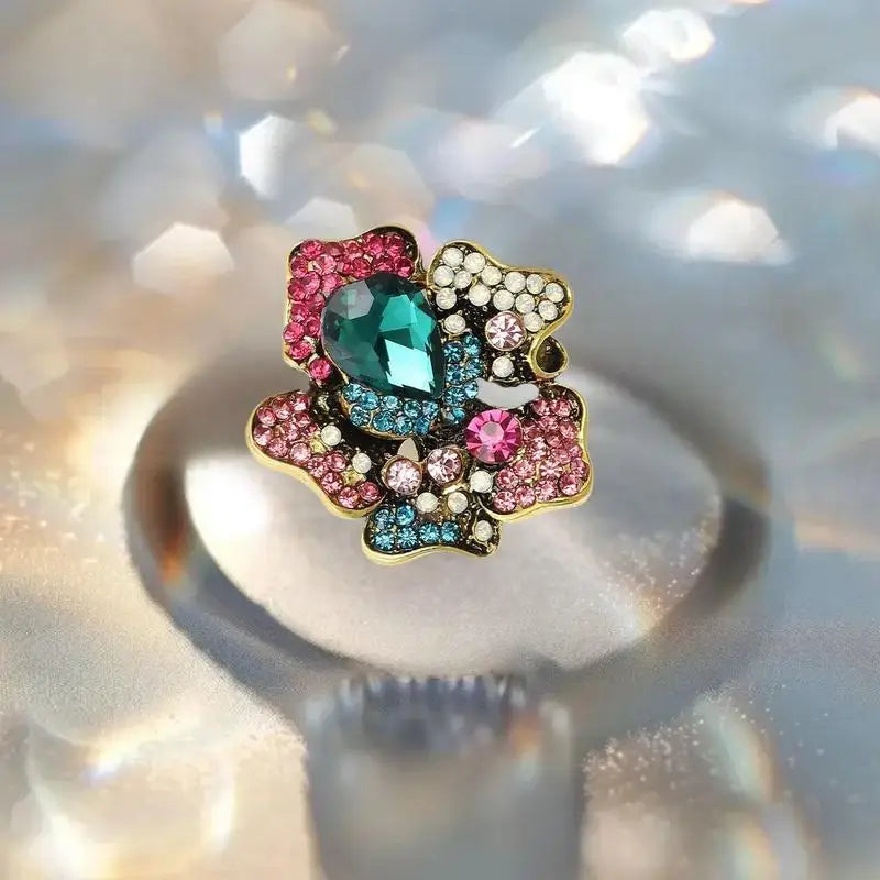Fashion Rhinestone Plant Flower Brooches Women Clothing Coat Party Zpaxo