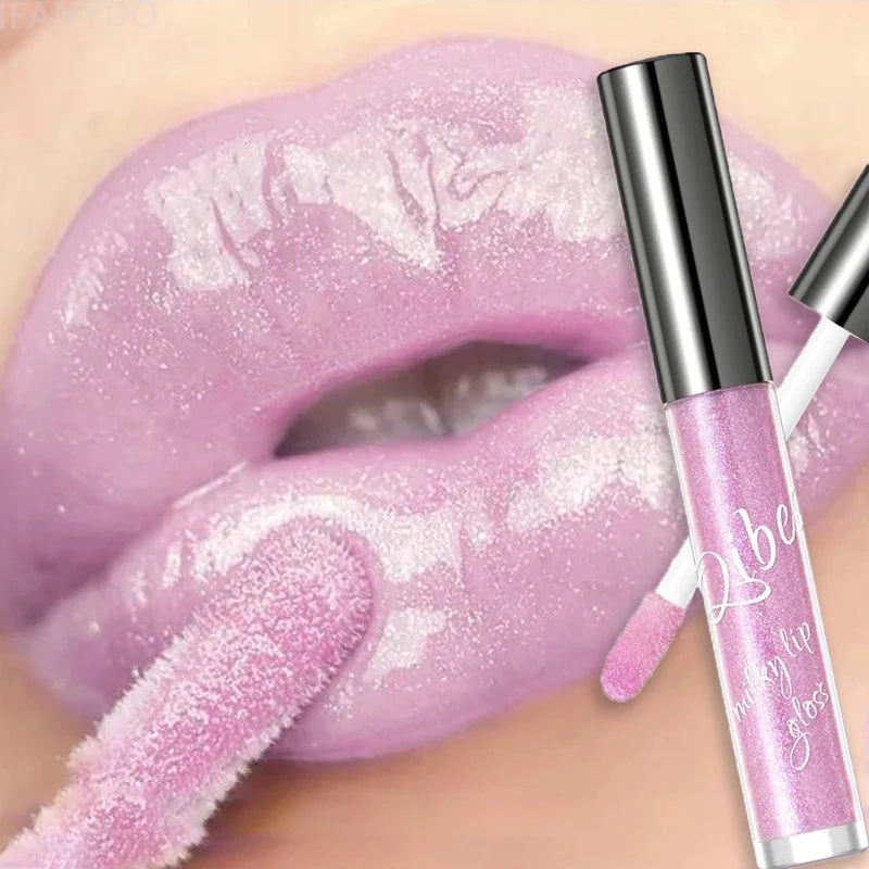 Shimmering Taro Purple Lip Gloss Moisturizing Plumping Gold Sparkle