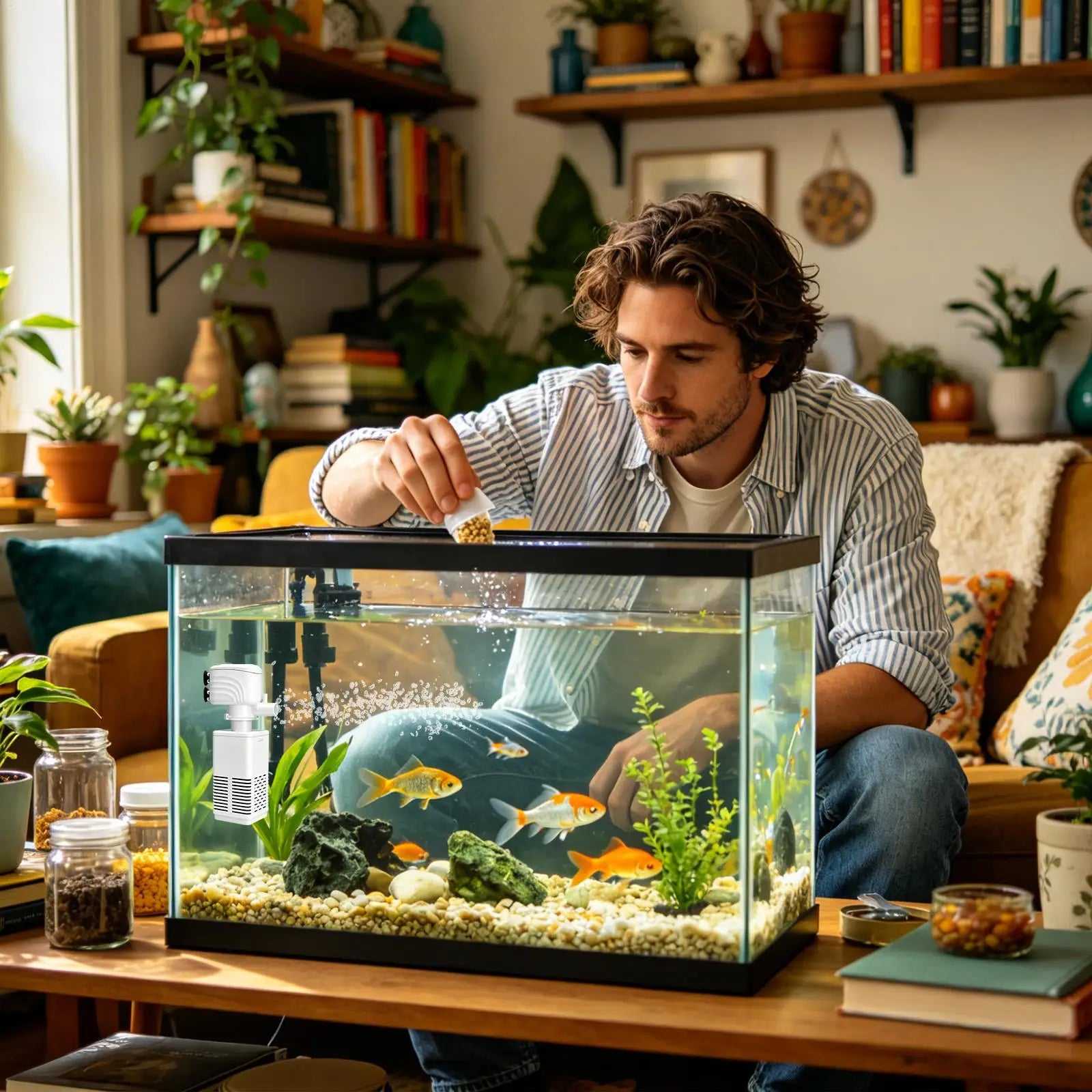 Aquarium Filter Built-in Oxygen Pump Space-saving Saltwater Hobbyists