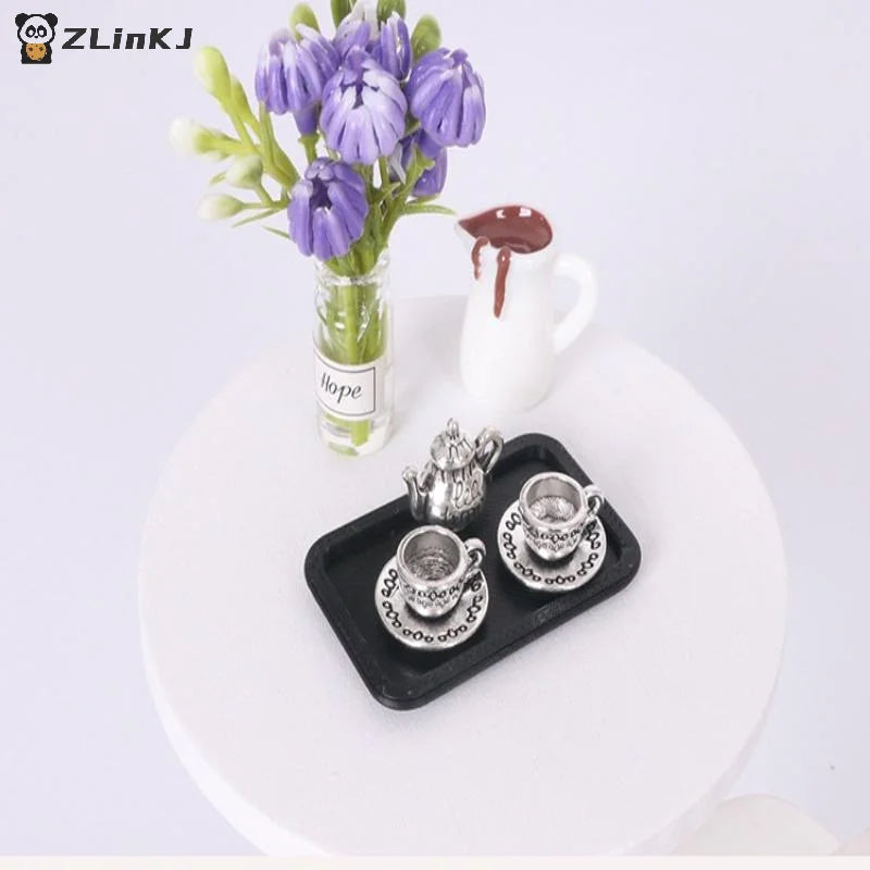 ▶4Pcs Dollhouse Handmade Miniature Tea Cup Model Simulation Micro Tea Pot Scene Ornaments DIY Decorative Accessories Zpaxo