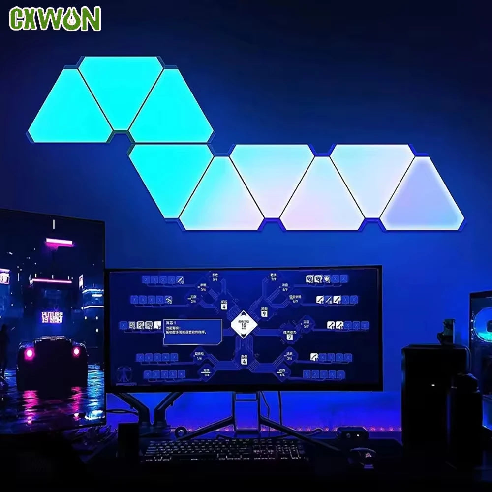 Smart Lights Panel LED Triangle RGBIC Game Sync Voice Control WIFI Zpaxo