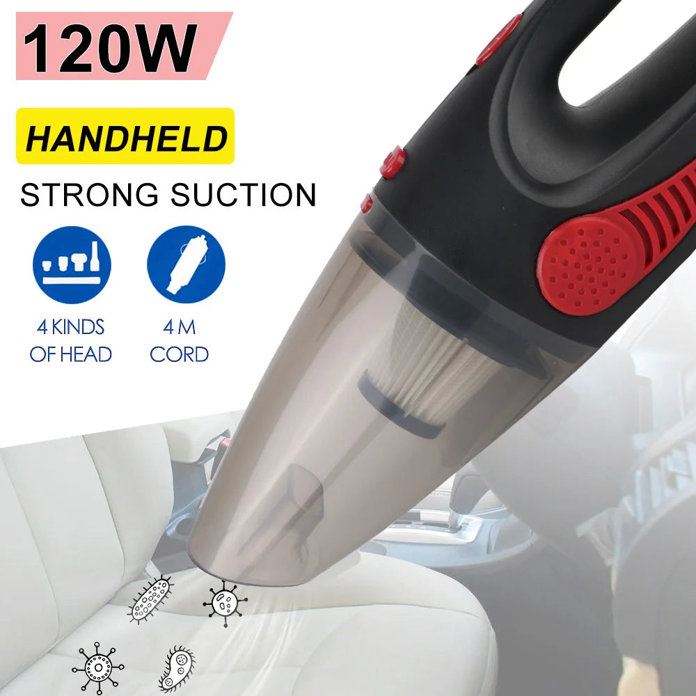 Car Accessories Cordless Vacuum Cleaner Handheld Wet Dry Clean Cigarette Lighter Plug 120W DC 12V 5000PA Strong Suction Zpaxo