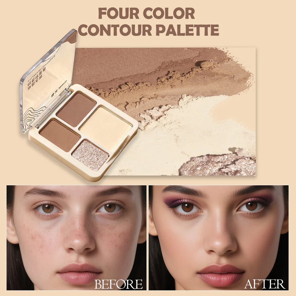 Four-color Highlighter Contour Palette Matte Long-lasting Brightening Zpaxo