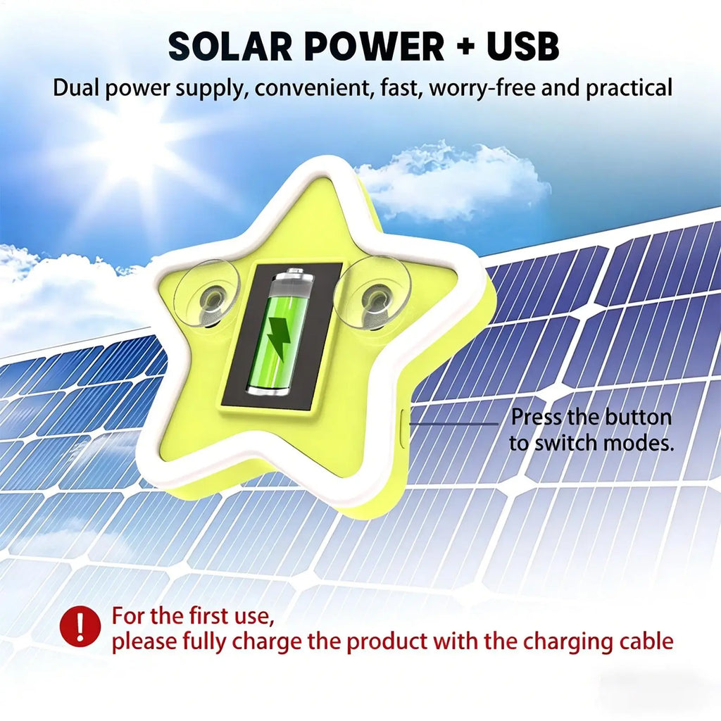 Solar Car Light Wireless Five-pointed Star Powered Sensor Control