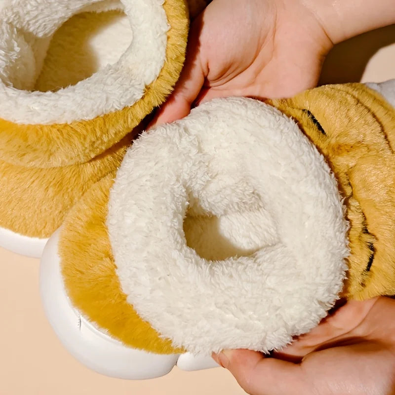 SHAJI Winter Warm Waterproof Slippers Unisex Tiger Paw Non Slip Wear