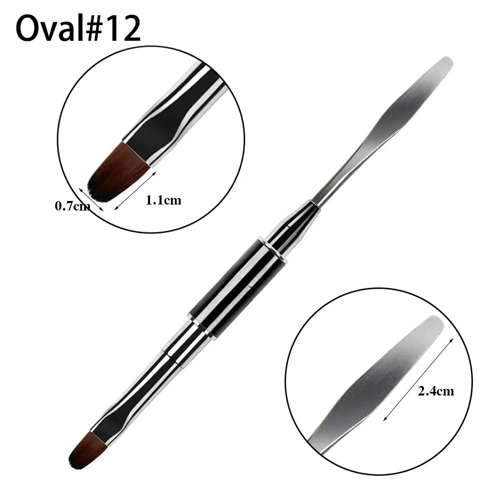 1 Dual-end Acrylic 12 Nail Art Gel Brush Extension Builder Stainless