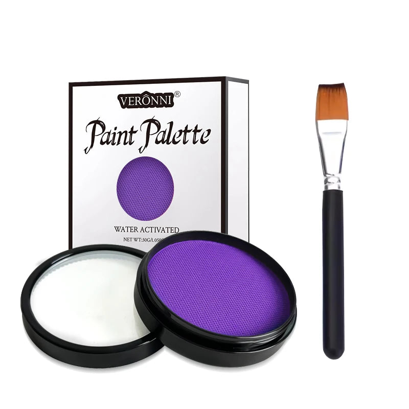 30g Face Paint Kit,Water Activated Monochromatic Face Body Painting Makeup Palette Cosplay Paint Palette SFX Joker Zombie Makeup Zpaxo 2pcs-purple