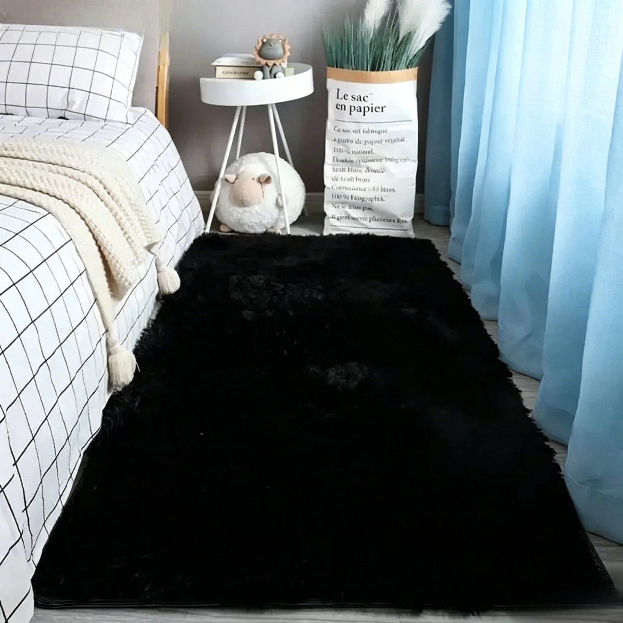 VIKAMA Silk wool Solid Colour Living Room Bedroom Bedside Sofa Soft Mat Home Light Luxury Non-slip Dirty Resistant Washable Rug Zpaxo