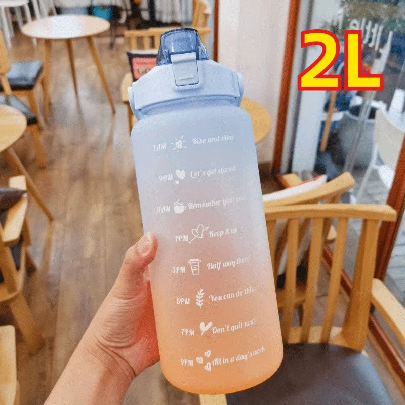 1- Sports Water Bottle Running Drinking Motivational Time Marker
