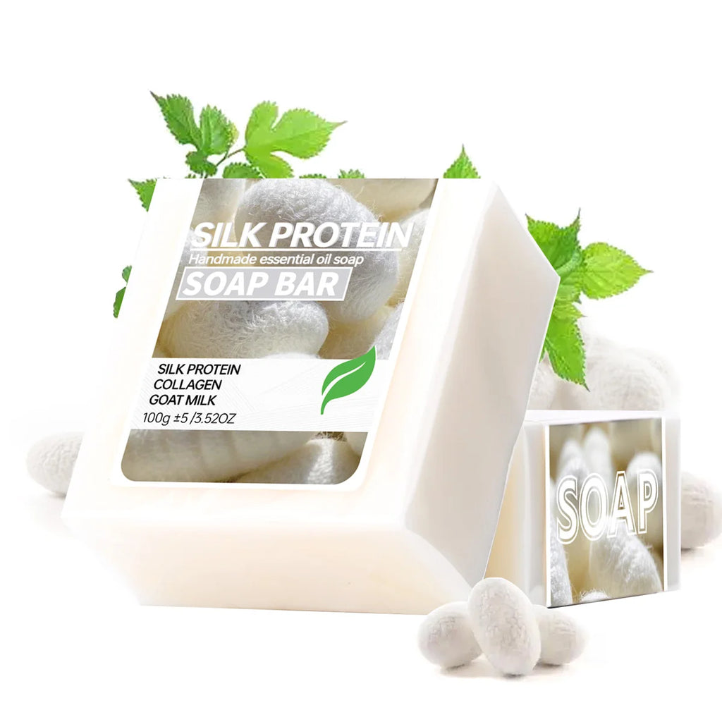 100G silk protein brushed handmade soap, suitable for washing face and bathing all over the body, moisturizes and nourishes the Zpaxo Silk protein
