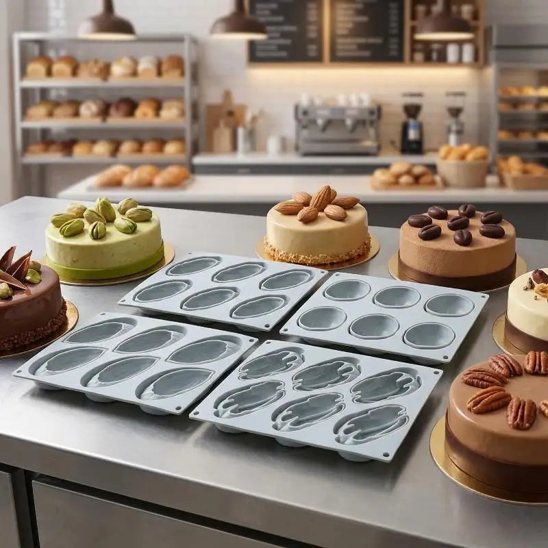 Chocolate Mousse Cake Mold Silicone 6Cell Pecan Pistachio Coffee Bean Zpaxo