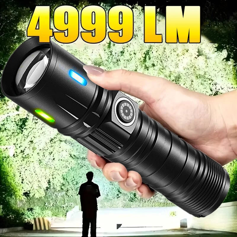 Mikenoon Rechargeable LED Zoom Flashlight | 500m Camping Torch LED Zoom Flashlight Zpaxo