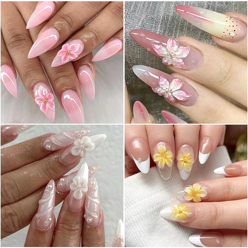 3D Flower Silicone Nail Mold Lily Hibiscus Petals Carving Template